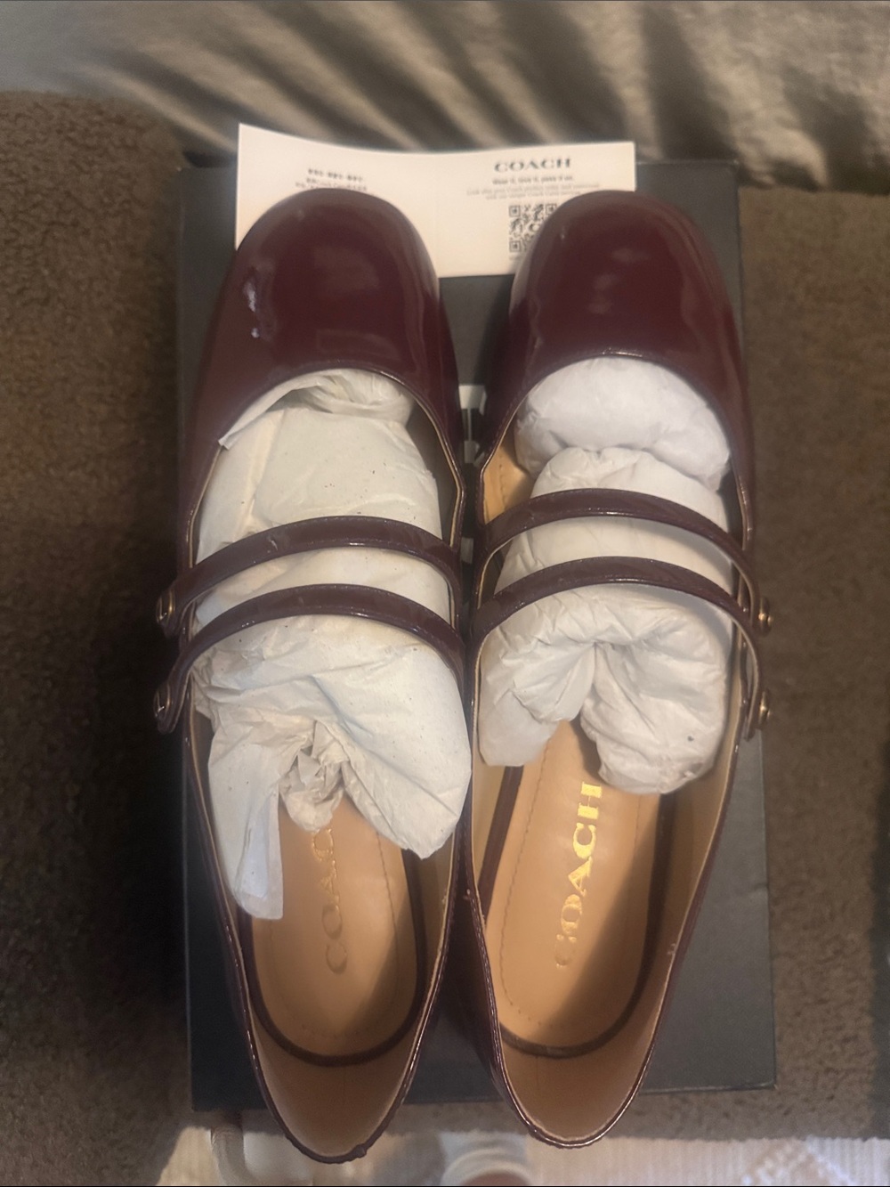 Coach Women's Winley Maryjane Patent Burgundy Merlot ballet Flats size 9